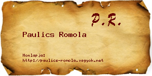 Paulics Romola névjegykártya